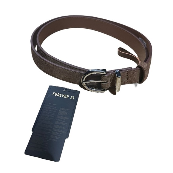 Forever 21 Brown Suede Leather Belt Classic Design M/L - Picture 1 of 3